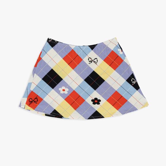 Lisa Says Gah Darcy Cirque Argyle Plaid Bow Skort High Waisted Mini Skirt New S - Picture 1 of 8